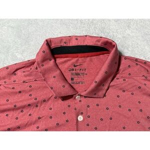 Nike Dri-Fit Golf Polo Mens Large Red Floral Clover Standard Fit CI9784